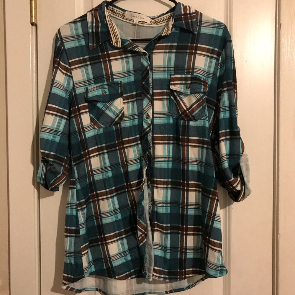 Eden & Olivia Plaid Blouse